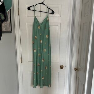 Zara Sage Green Floral Slip Maxi Dress